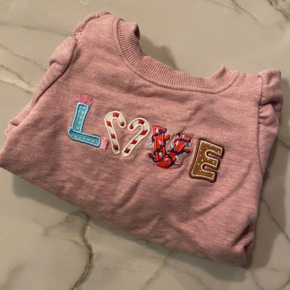 Baby Pink Love Embroidered Sweatshirt - Bamboo